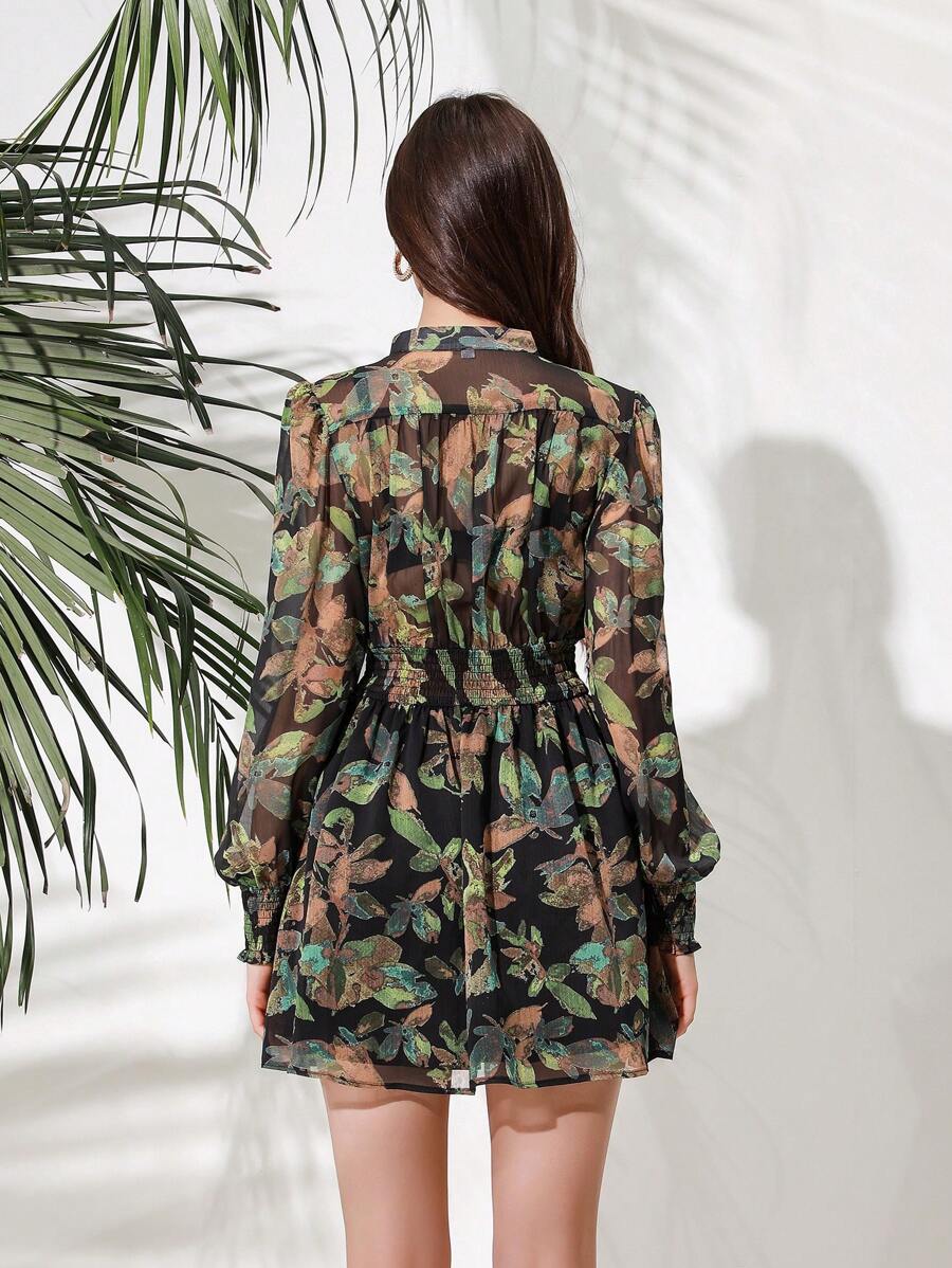 VALISSA - Long Sleeve A Line Mini Dress