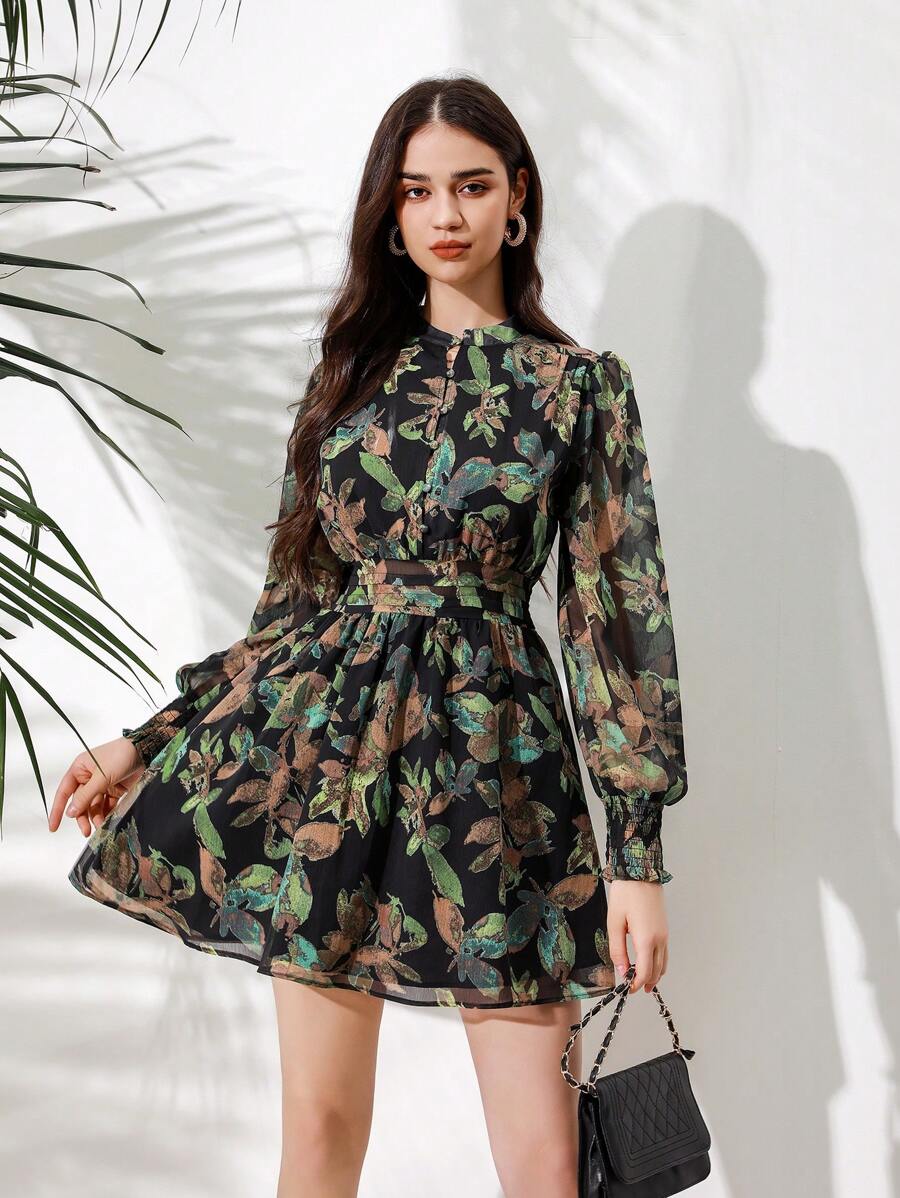 VALISSA - Long Sleeve A Line Mini Dress