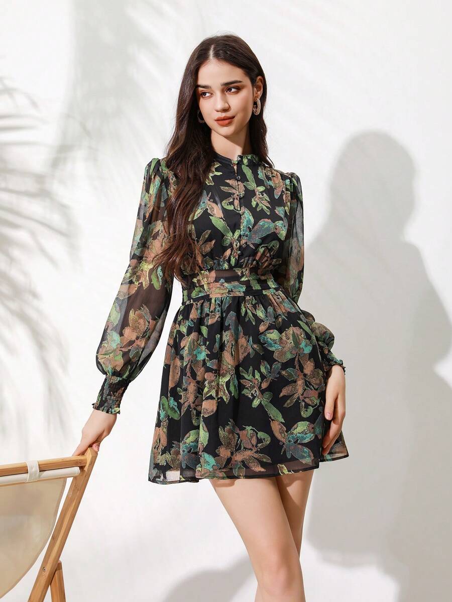 VALISSA - Long Sleeve A Line Mini Dress