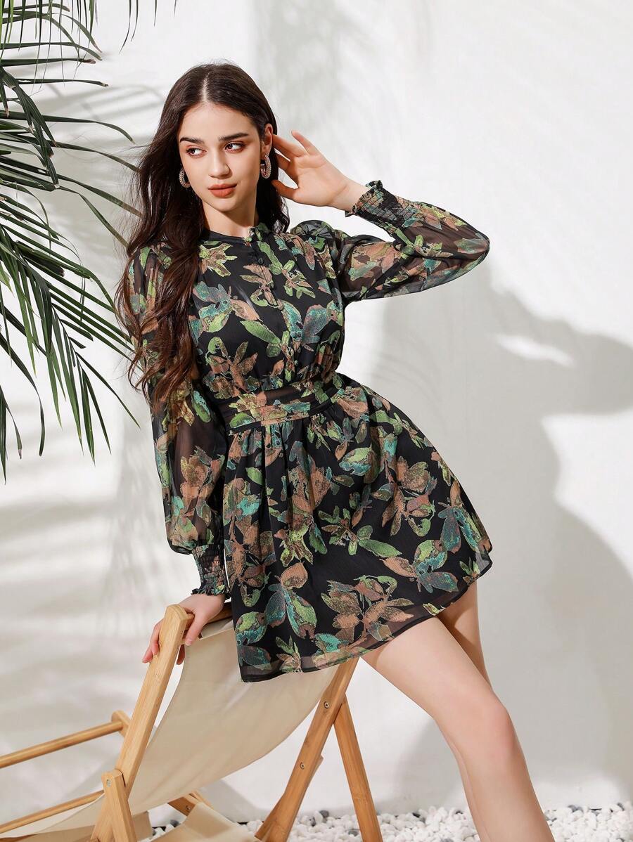 VALISSA - Long Sleeve A Line Mini Dress