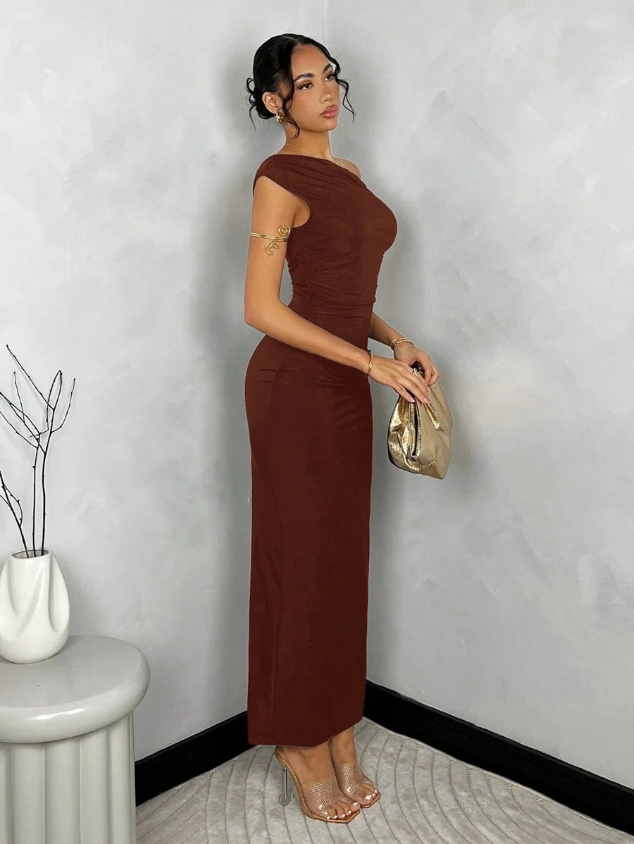 DRAPÉ - Asymmetrical Maxi Bodycon Dress