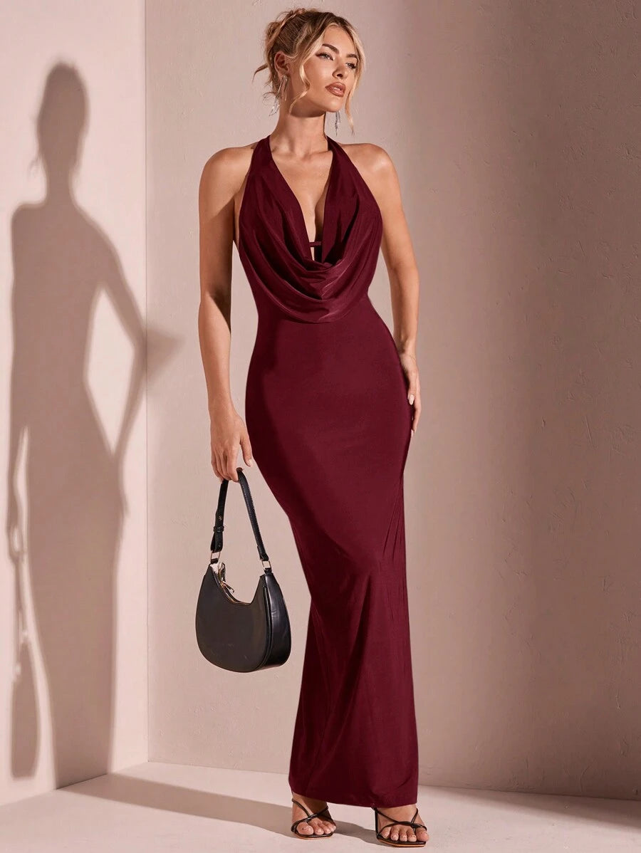 NOLA - Maxi Mermaid Bodycon Dress Burgundy