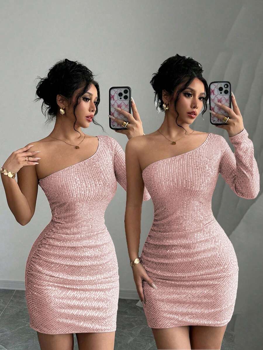 Serévaé – Sequin Asymmetrical Bodycon Mini Dress