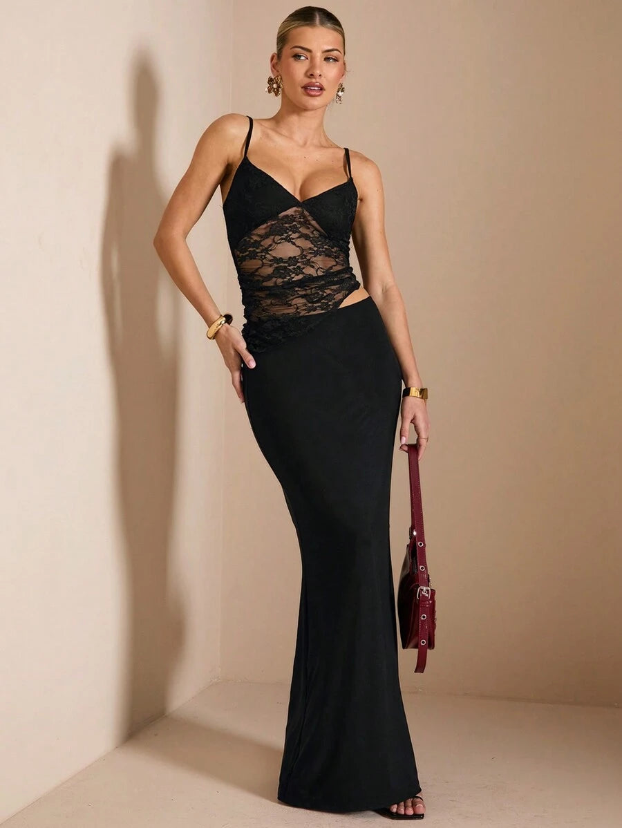 NARILA - Lace Panel Bodycon Maxi Dress