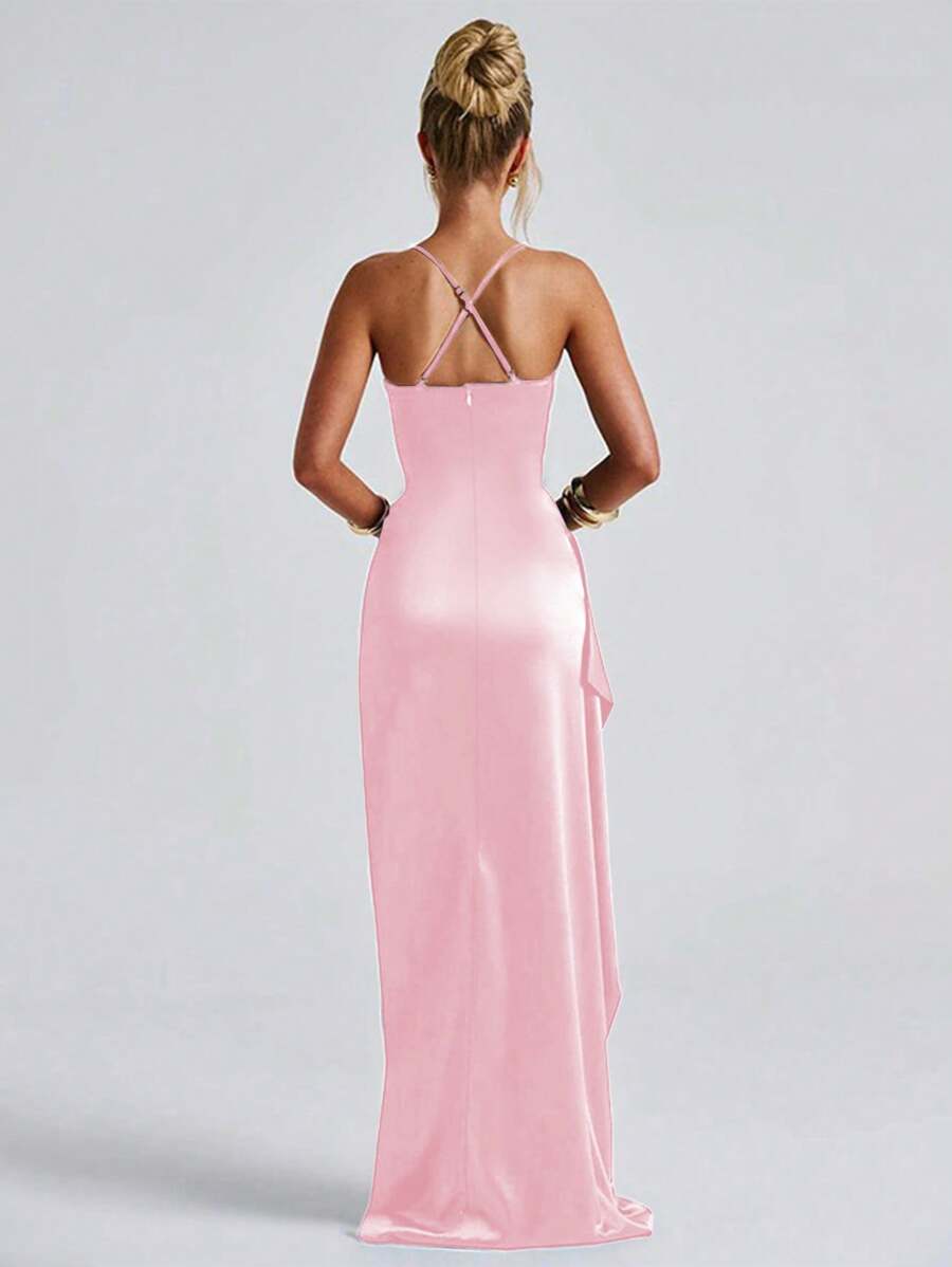 SATINÉ - Spaghetti Strap Satin Maxi Dress