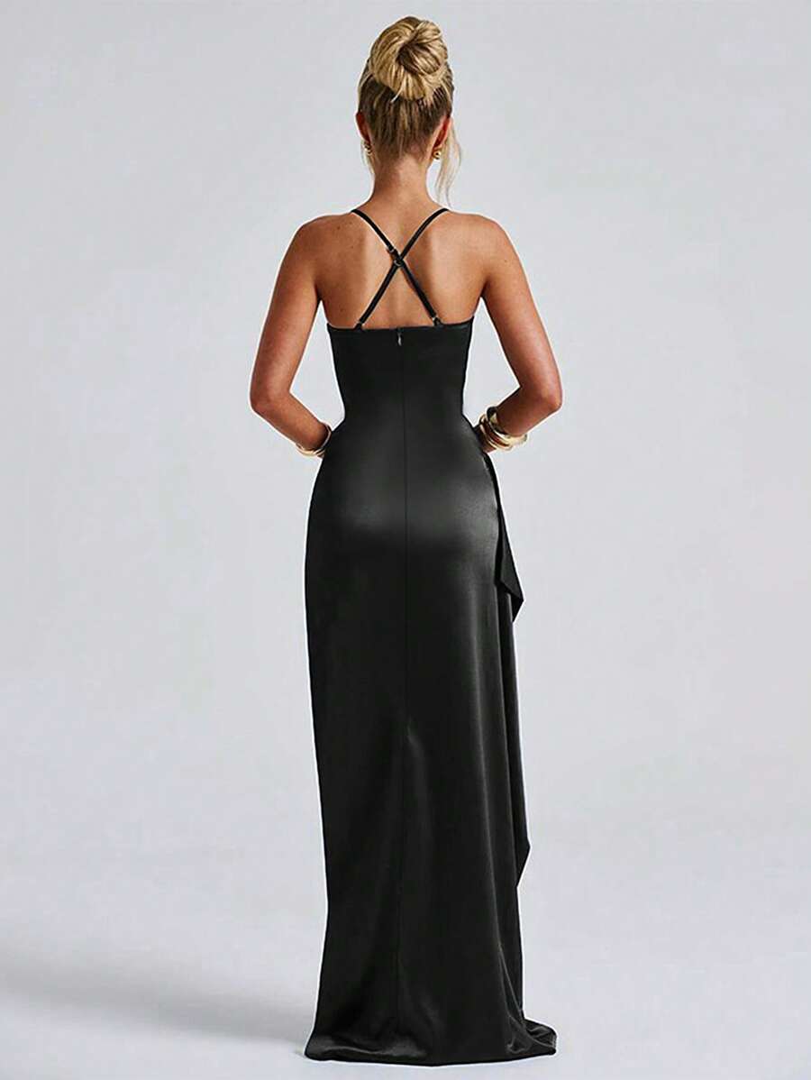 SATINÉ - Spaghetti Strap Satin Maxi Dress