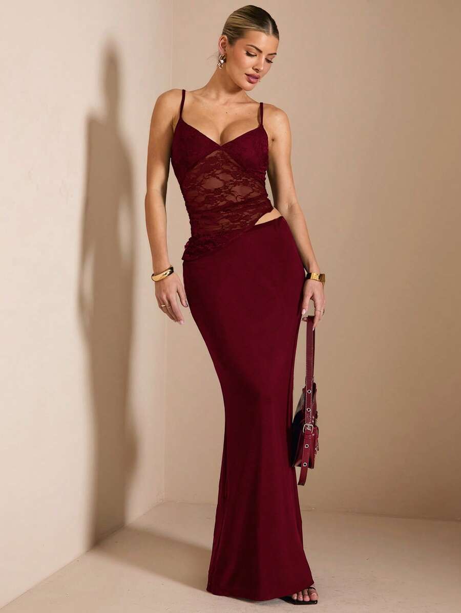 NARILA - Lace Panel Bodycon Maxi Dress
