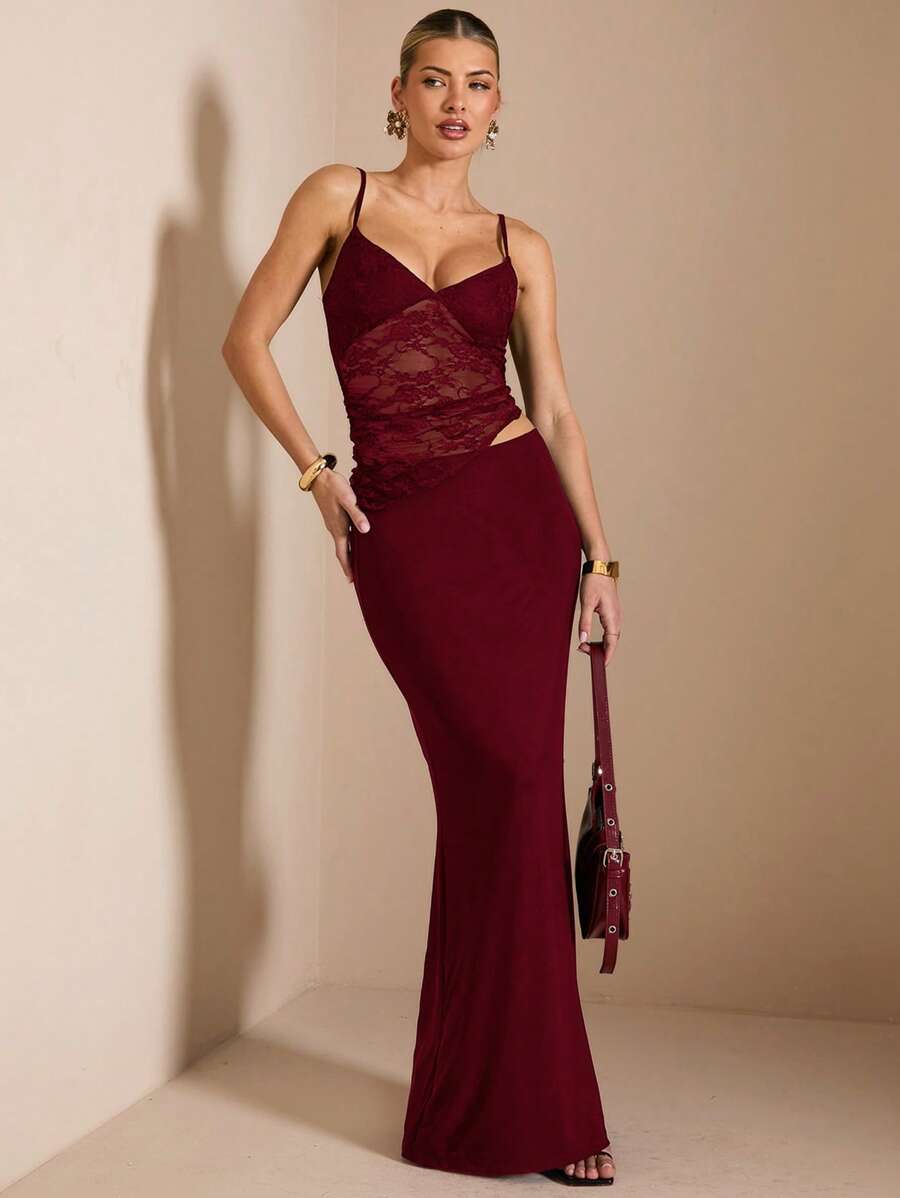 NARILA - Lace Panel Bodycon Maxi Dress