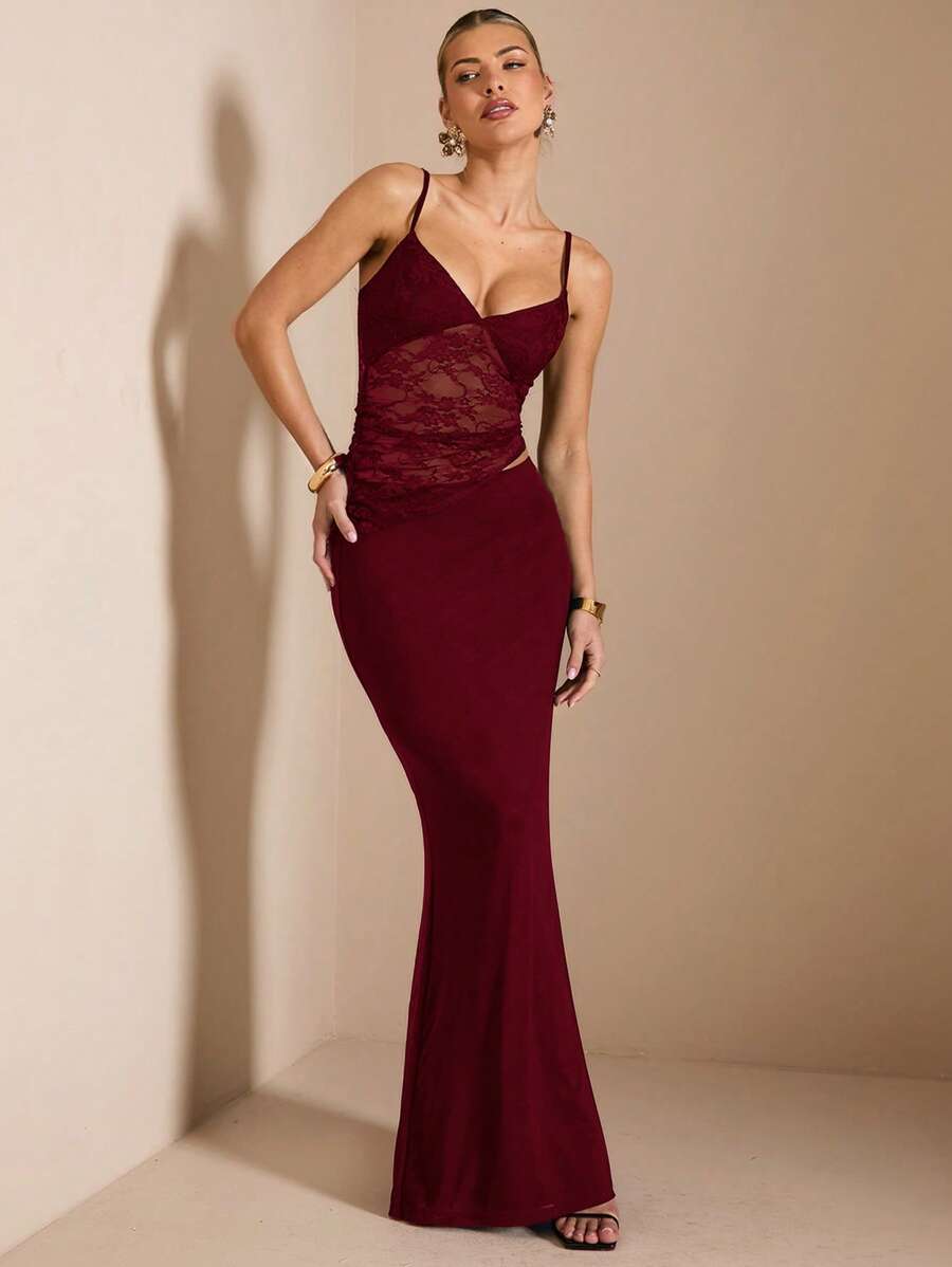 NARILA - Lace Panel Bodycon Maxi Dress