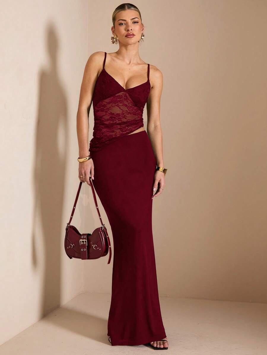 NARILA - Lace Panel Bodycon Maxi Dress