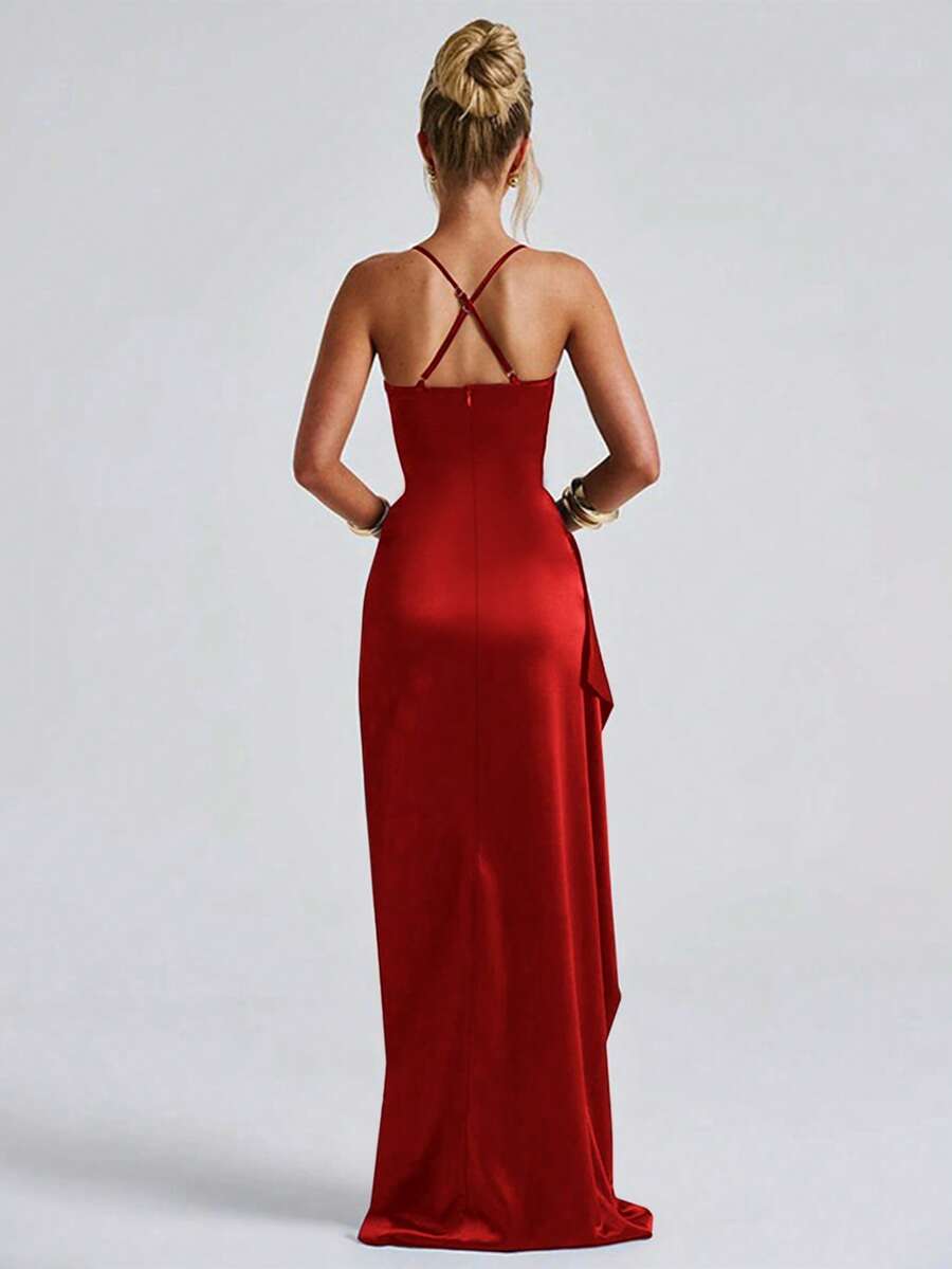 SATINÉ - Spaghetti Strap Satin Maxi Dress