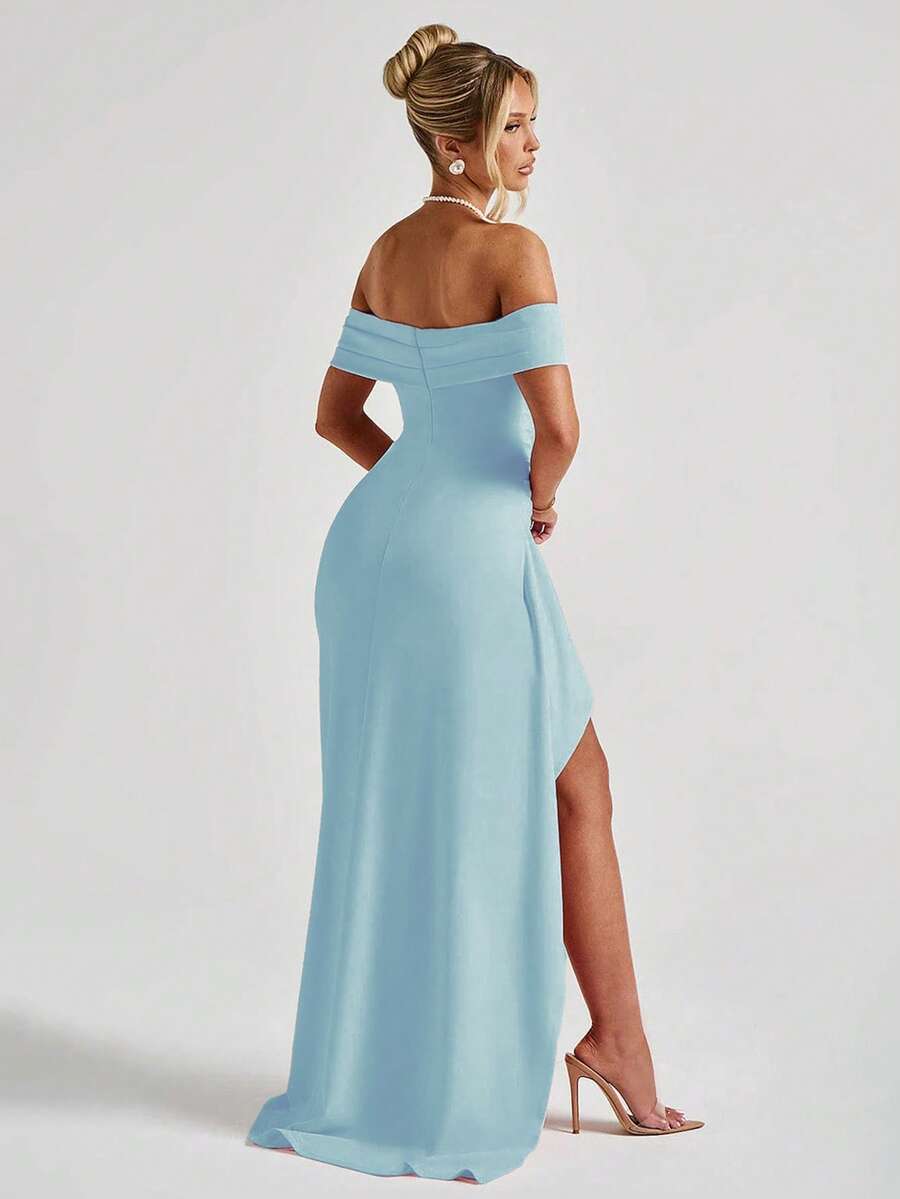 ÉLORIA – Off-Shoulder Bodycon Maxi Dress with Slit