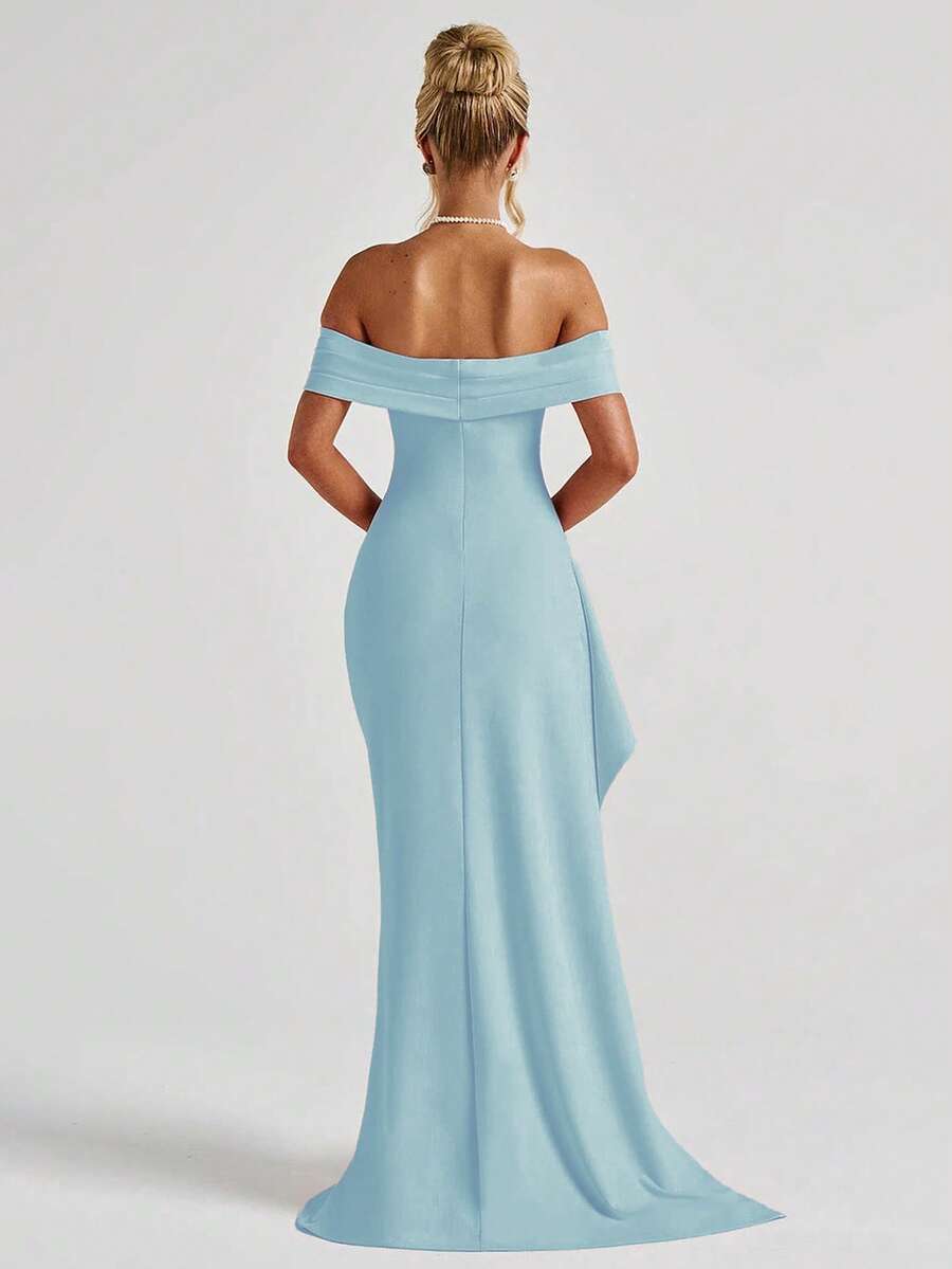 ÉLORIA – Off-Shoulder Bodycon Maxi Dress with Slit