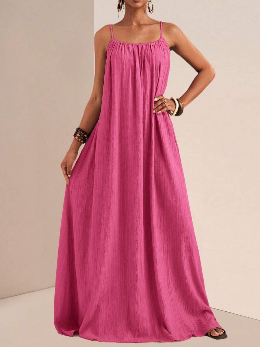 NOMÉA – Boho Flared Maxi Dress Hot Pink_1