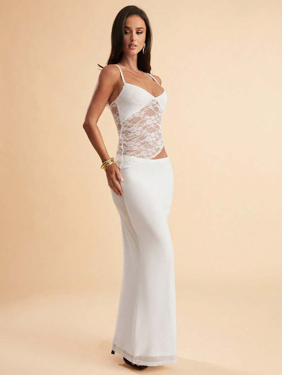 NARILA - Lace Panel Bodycon Maxi Dress
