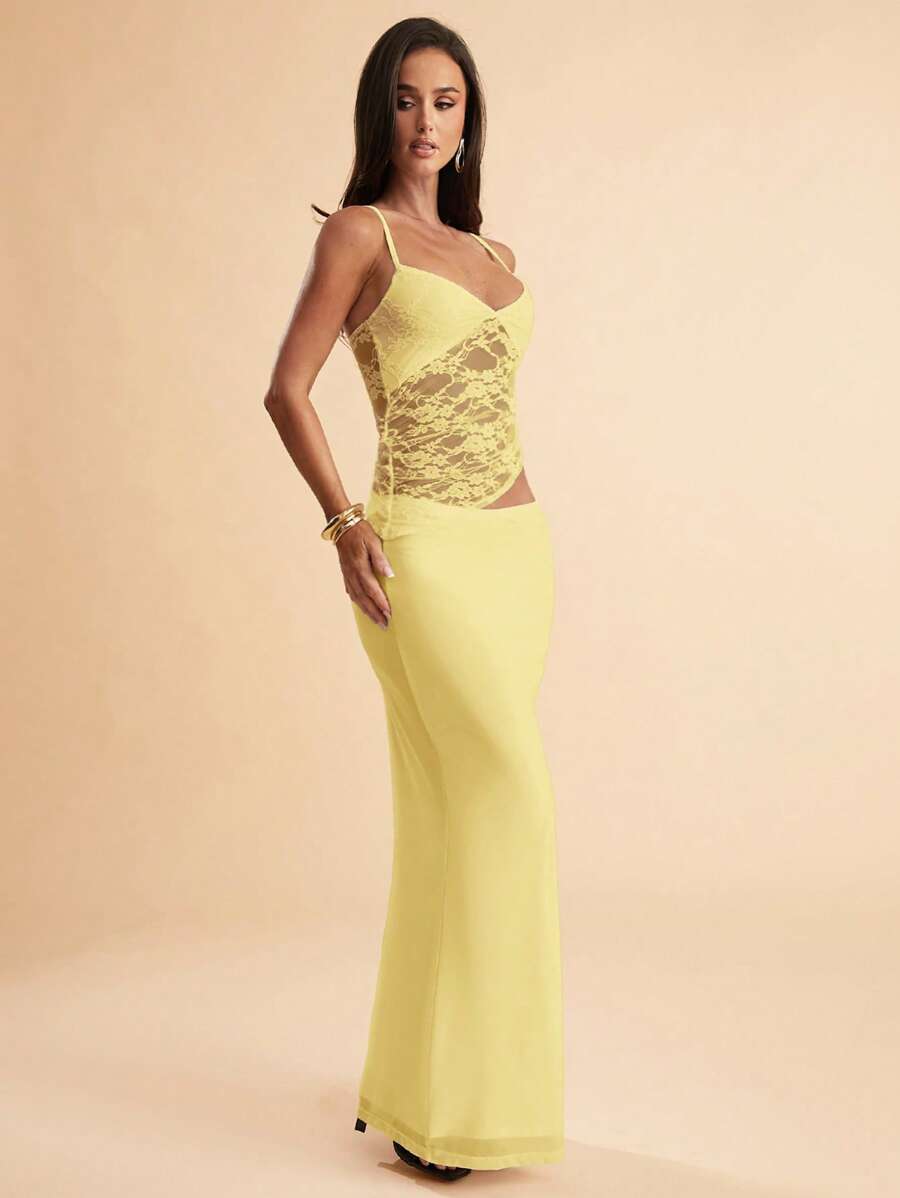 NARILA - Lace Panel Bodycon Maxi Dress