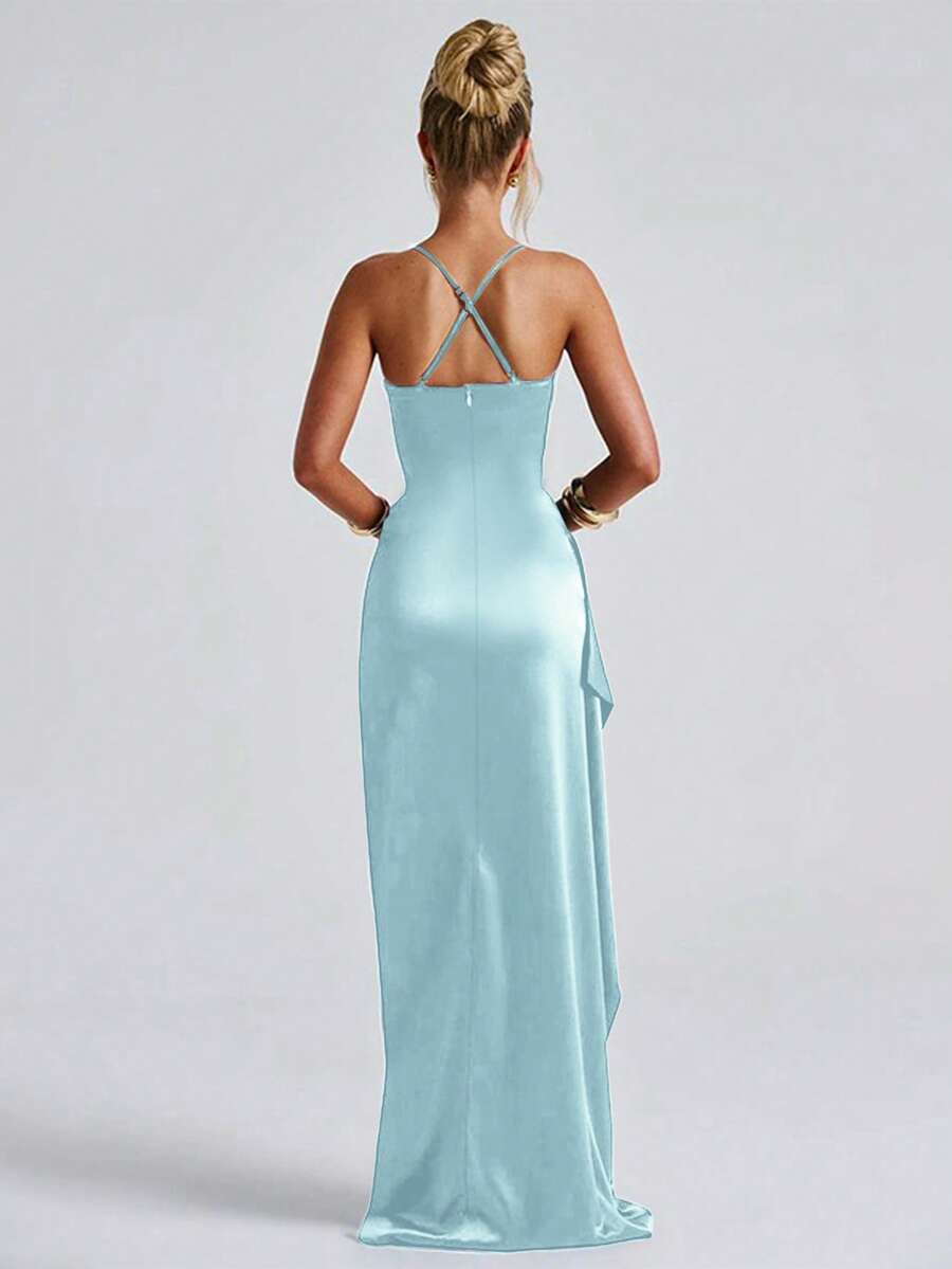 SATINÉ - Spaghetti Strap Satin Maxi Dress