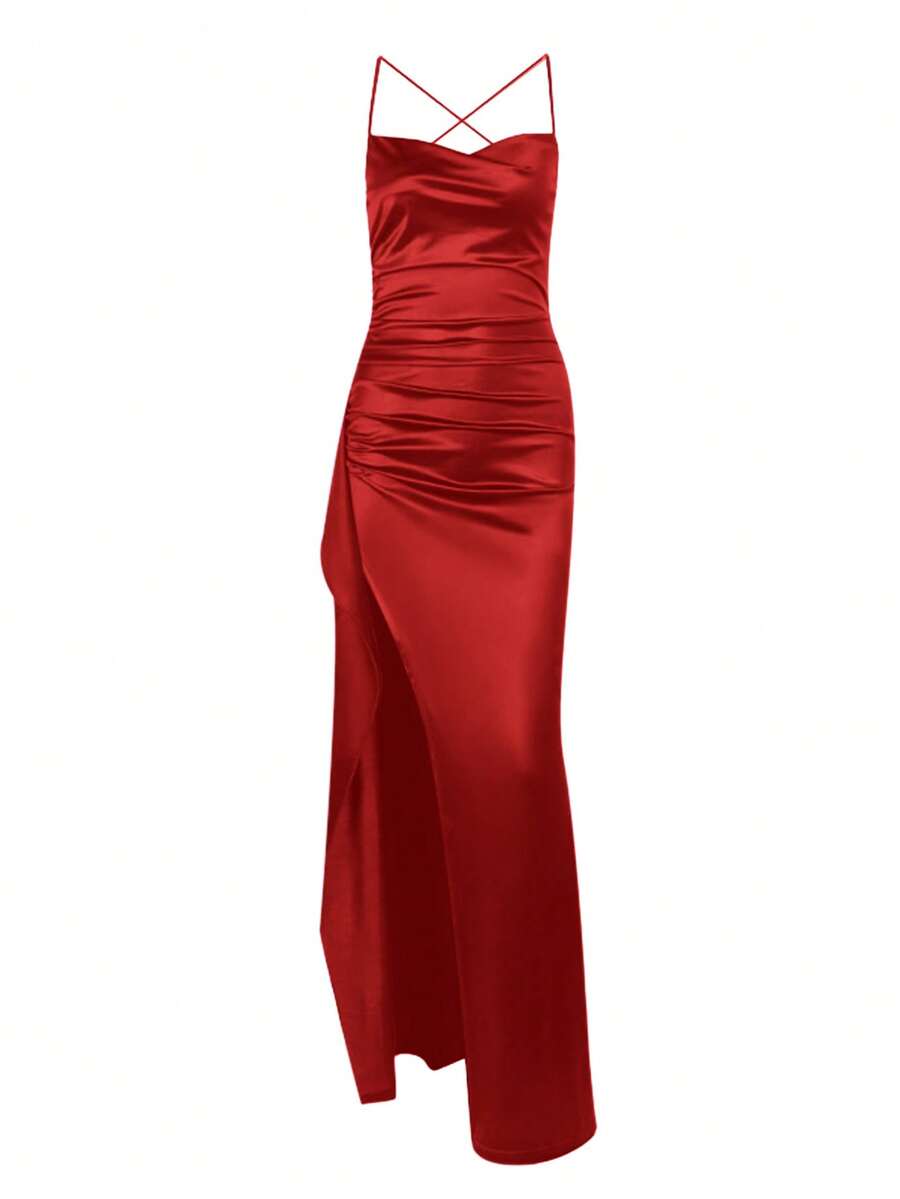 SATINÉ - Spaghetti Strap Satin Maxi Dress