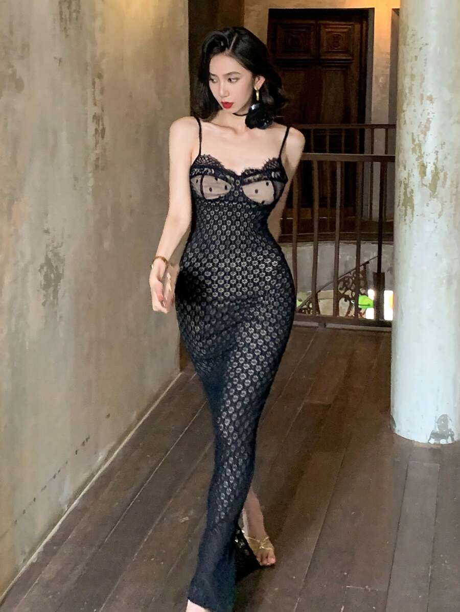 Poiséa -Polka Dot Mermaid Maxi Dress