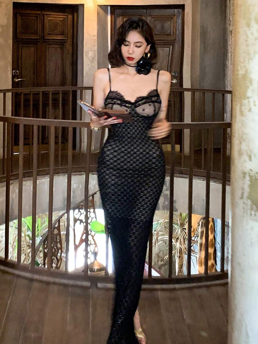 Poiséa -Polka Dot Mermaid Maxi Dress
