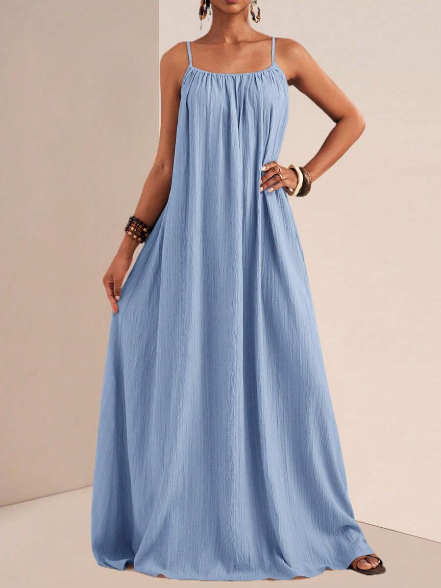 NOMÉA – Boho Flared Maxi Dress Blue