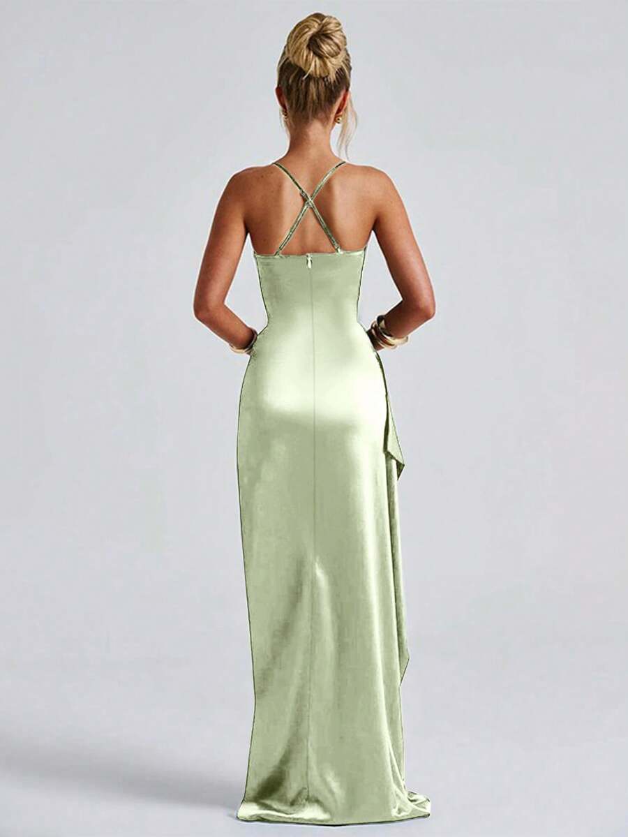 SATINÉ - Spaghetti Strap Satin Maxi Dress