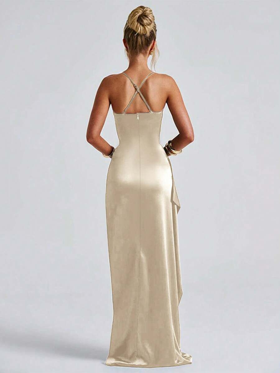 SATINÉ - Spaghetti Strap Satin Maxi Dress
