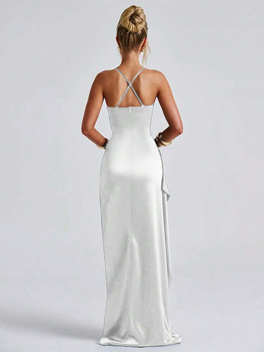 SATINÉ - Spaghetti Strap Satin Maxi Dress