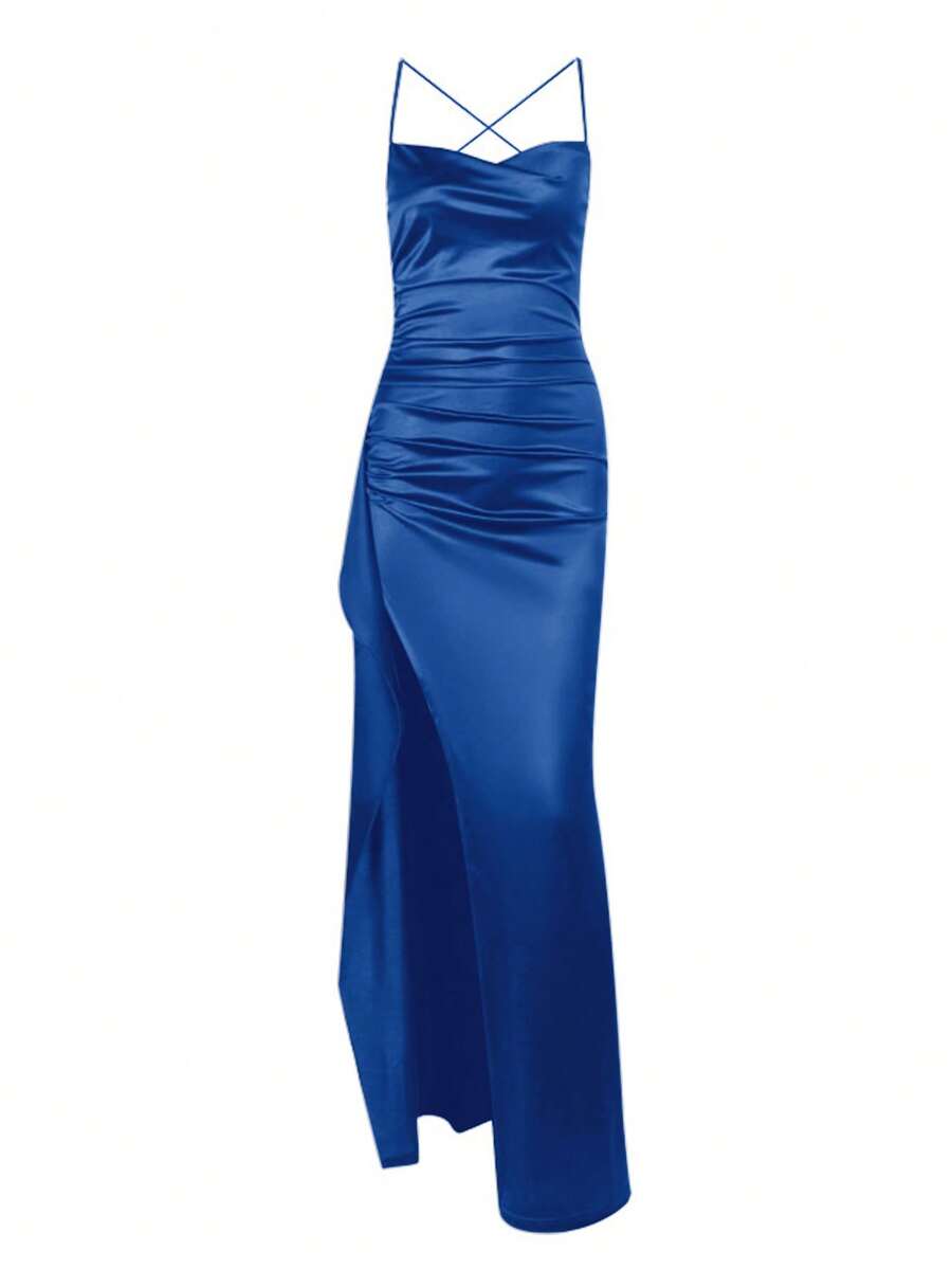 SATINÉ - Spaghetti Strap Satin Maxi Dress