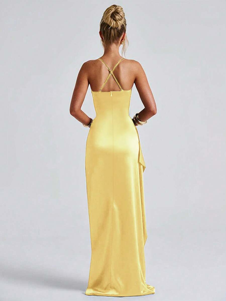 SATINÉ - Spaghetti Strap Satin Maxi Dress