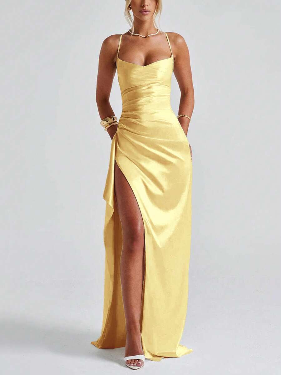 SATINÉ - Spaghetti Strap Satin Maxi Dress