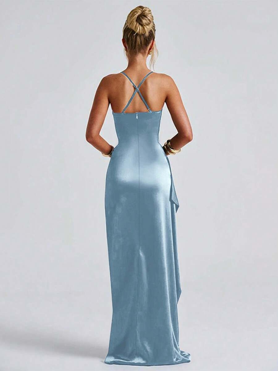 SATINÉ - Spaghetti Strap Satin Maxi Dress