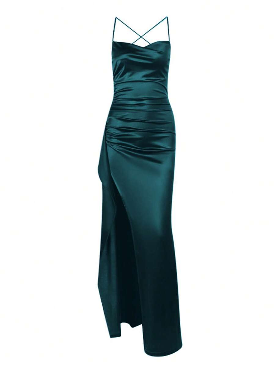 SATINÉ - Spaghetti Strap Satin Maxi Dress