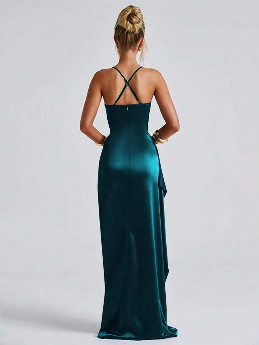 SATINÉ - Spaghetti Strap Satin Maxi Dress
