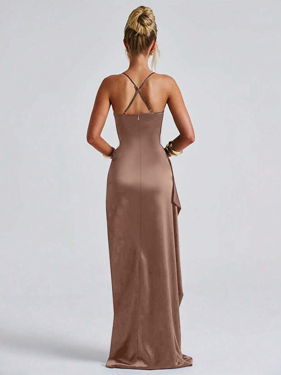 SATINÉ - Spaghetti Strap Satin Maxi Dress