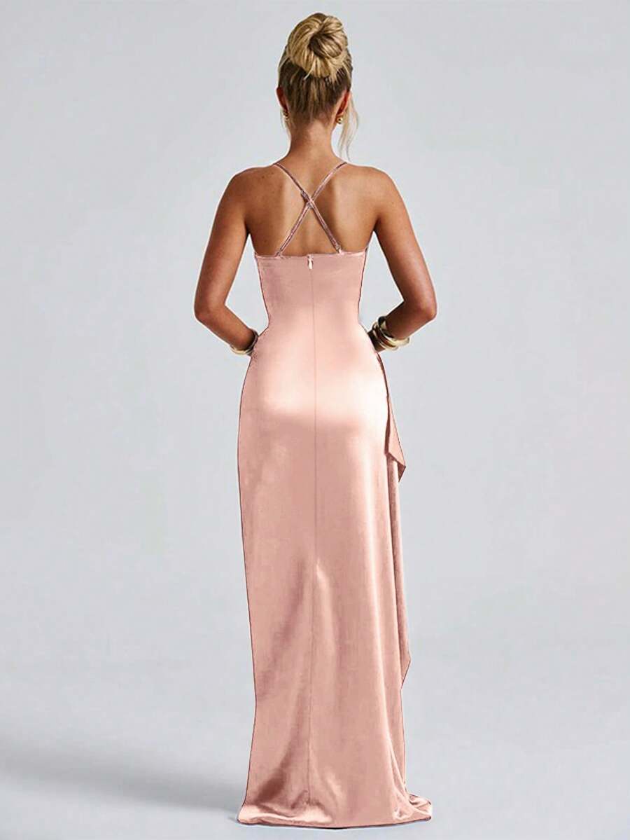 SATINÉ - Spaghetti Strap Satin Maxi Dress
