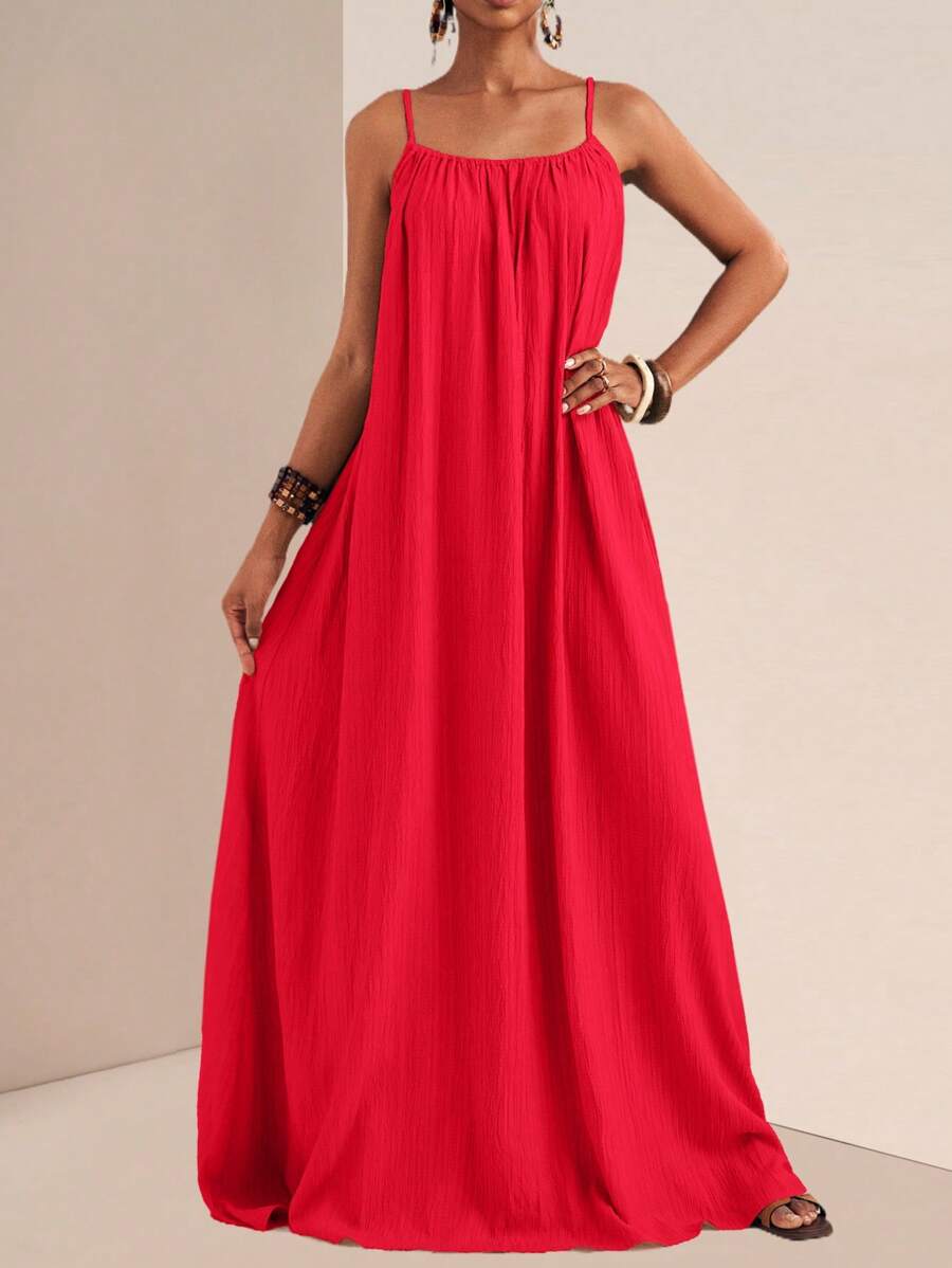 NOMÉA – Boho Flared Maxi Dress Red