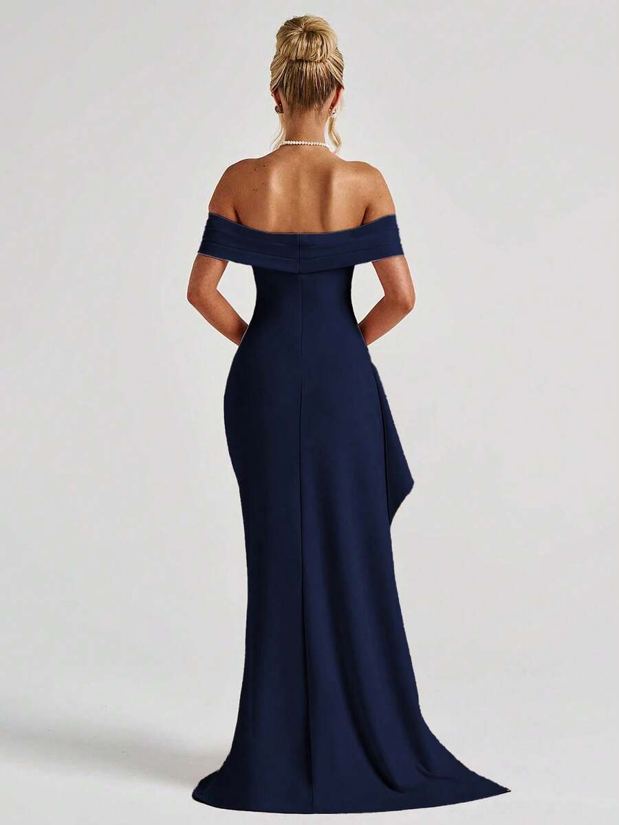 ÉLORIA – Off-Shoulder Bodycon Maxi Dress with Slit
