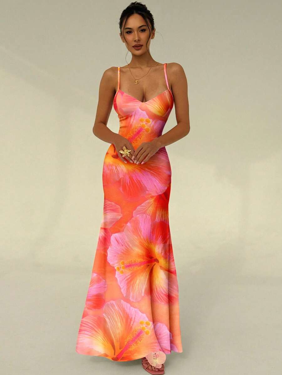 AZURA - Printed Cami Bodycon Maxi Dress