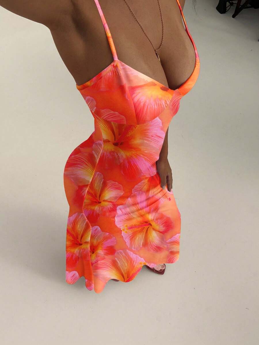 AZURA - Printed Cami Bodycon Maxi Dress