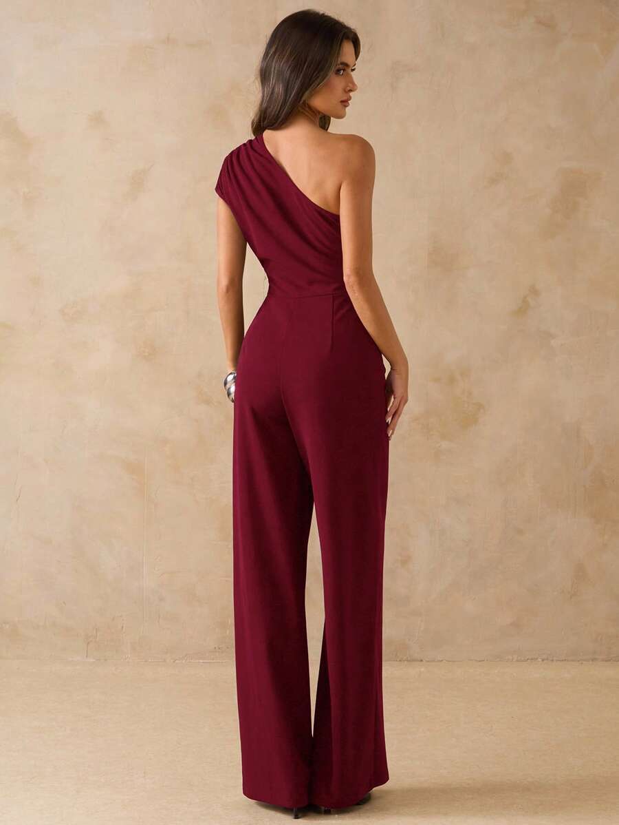 NORI - Asymmetrical One Shoulder Wide Leg Jumpsuit maxi dress