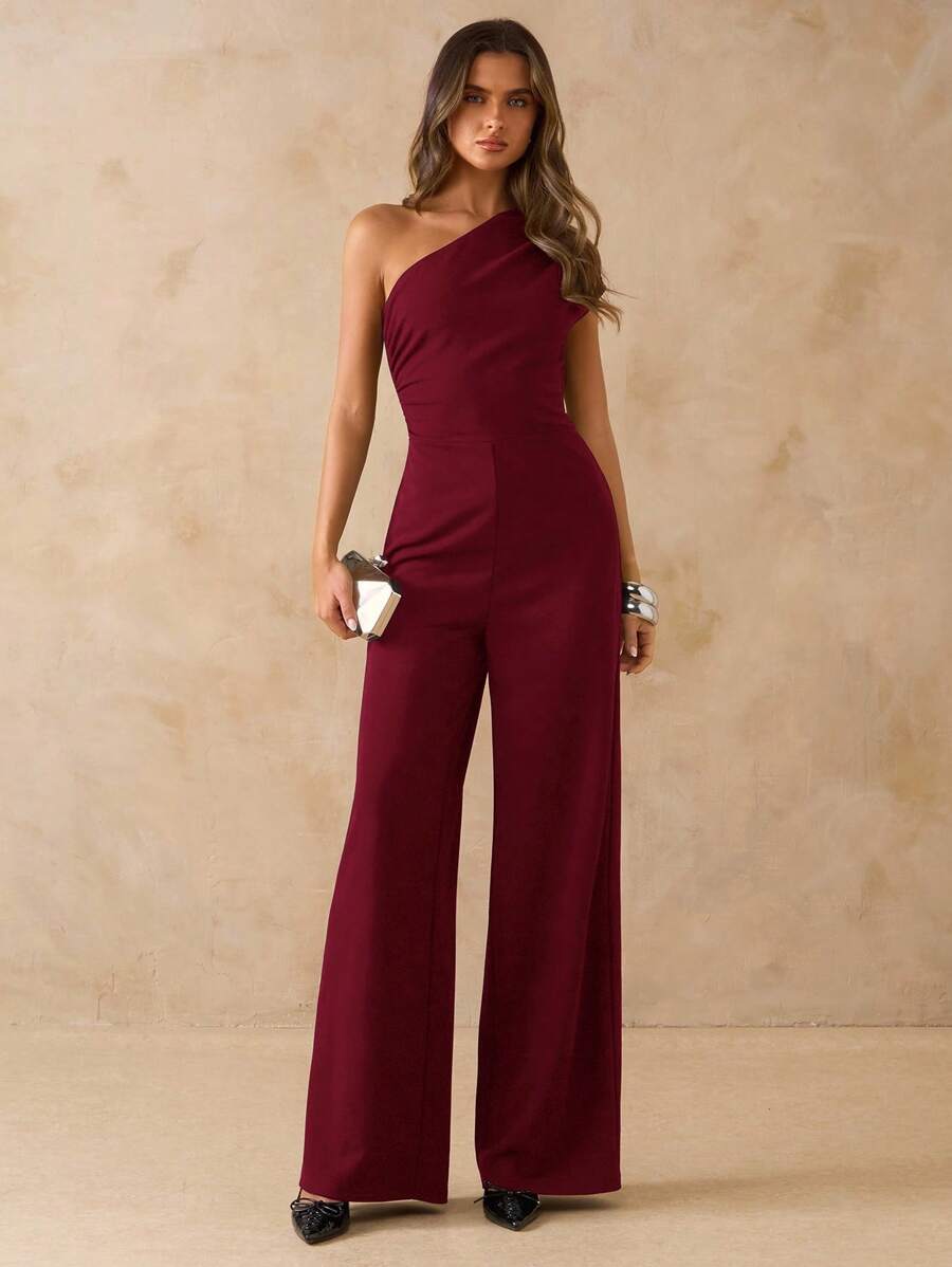 NORI - Asymmetrical One Shoulder Wide Leg Jumpsuit maxi dress