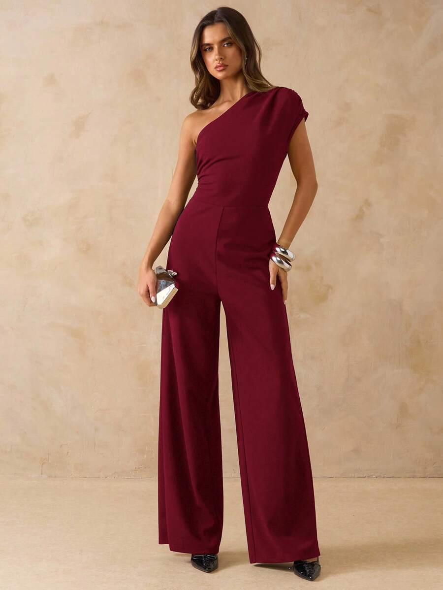 NORI - Asymmetrical One Shoulder Wide Leg Jumpsuit maxi dress