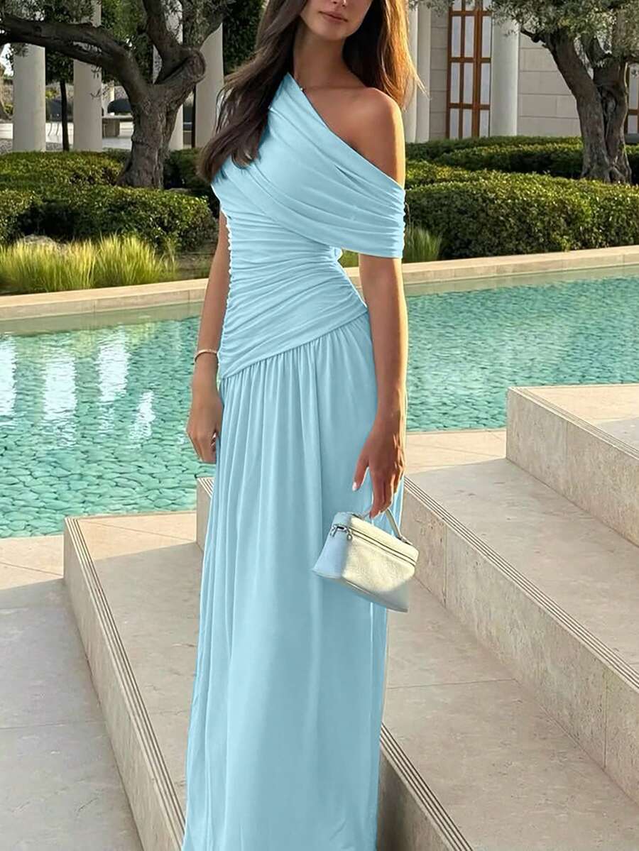 ZÉPHYR — One-Shoulder Ruched Maxi Dress