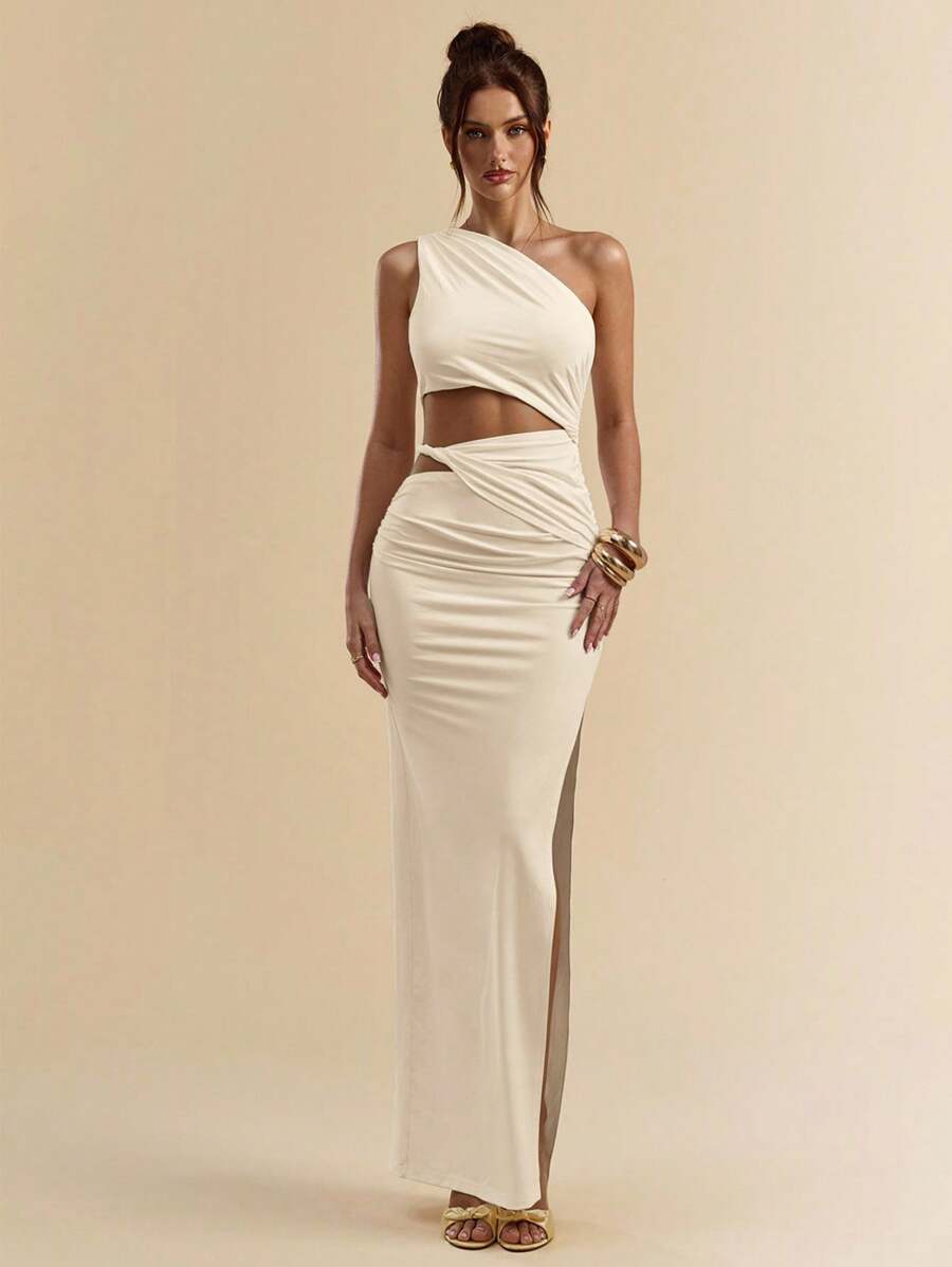 SVELTO - Asymmetric Bodycon Maxi Dress with High Slit