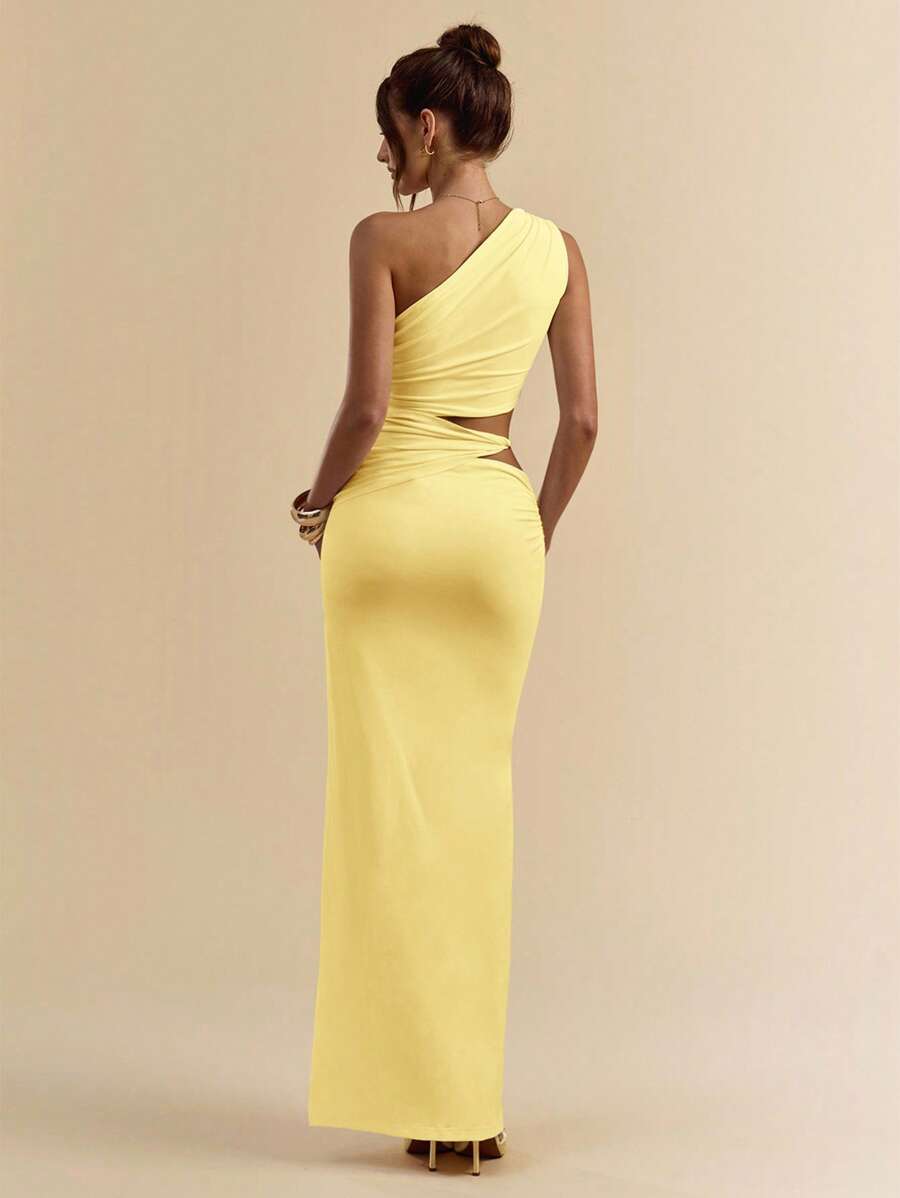 SVELTO - Asymmetric Bodycon Maxi Dress with High Slit