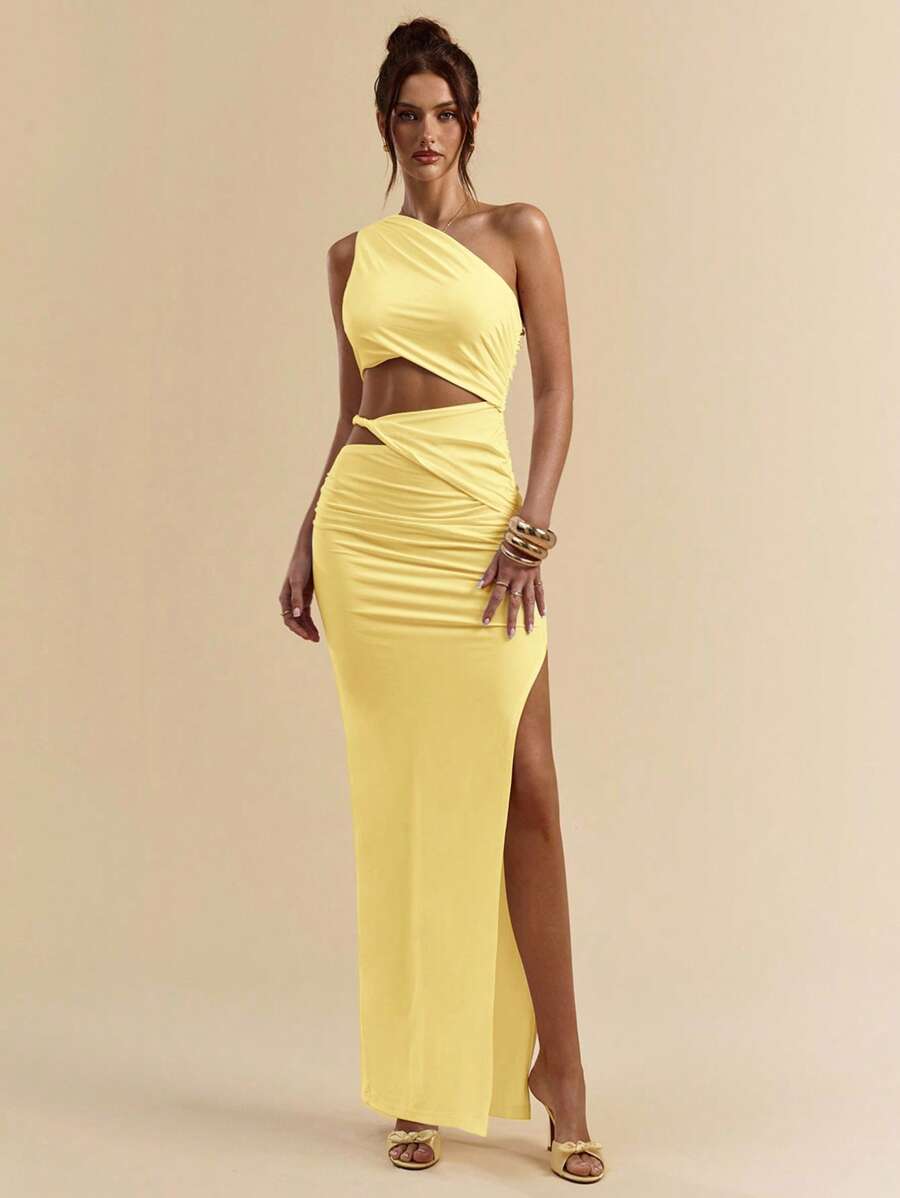 SVELTO - Asymmetric Bodycon Maxi Dress with High Slit