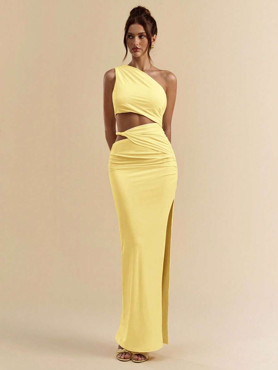 SVELTO - Asymmetric Bodycon Maxi Dress with High Slit