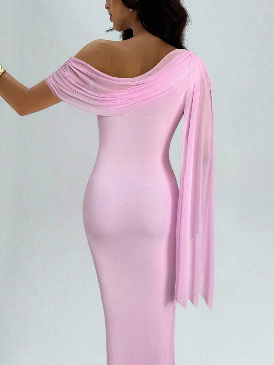 NOIREL - Asymmetric One Shoulder Bodycon Maxi Dress