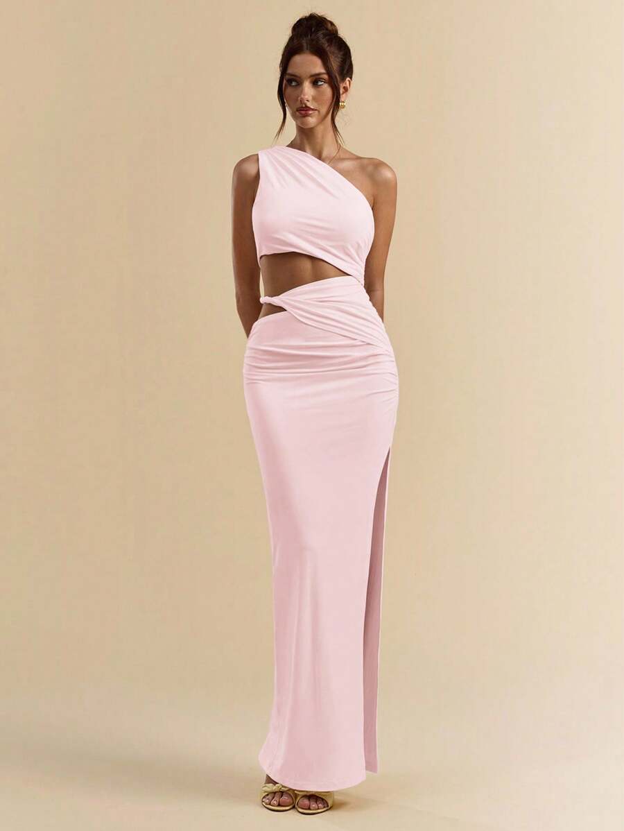 SVELTO - Asymmetric Bodycon Maxi Dress with High Slit